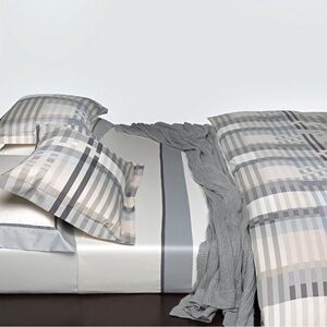 Modern Striped Duvet Cover Set in Gray and Cream